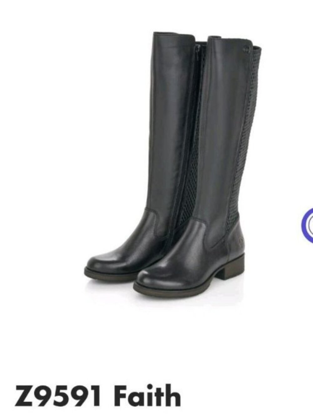 RIEKER Faith 91 Black Leather Riding Tall Boots Sz 40 Equestrian US 8.5-9 - Picture 10 of 11